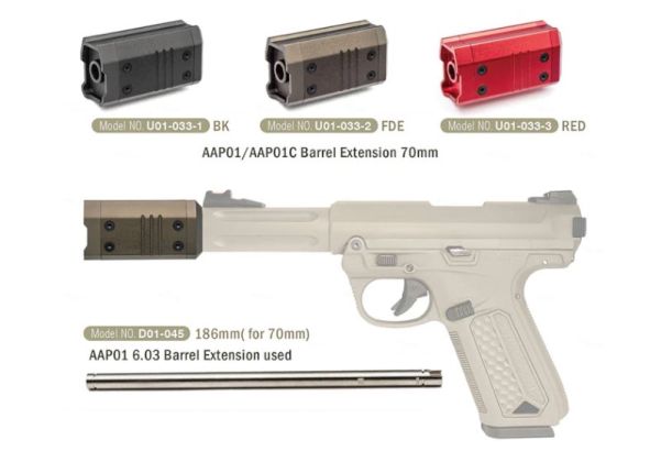 Action Army AAP01 / AAP01C GBB Barrel Extension (70mm, Red) | RedWolf