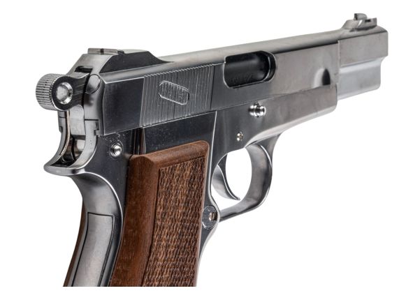 Marushin Browning Hi-Power Canadian Model Gun - Silver with Wood