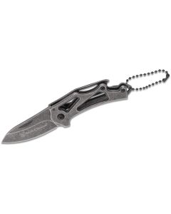 Smith & Wesson Stonewash Drop Point Frame Lock Folding Knife Keychain (1100064) 0
