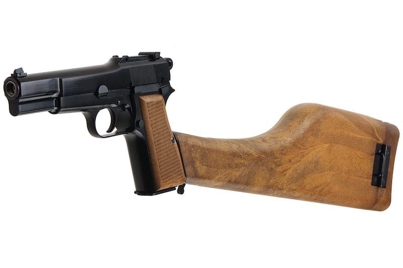 WE New Browning Hi Power MK1 w/ Stock GBB Airsoft Pistol - Black