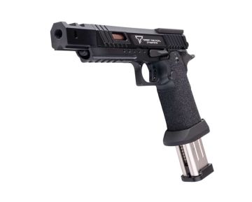 Army Armament JW3 TTI Alpha GBB Airsoft Pistol (CNC Slide) w/ Hand-Made Stippling Grip - Black 1