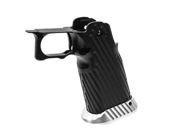 Bomber Tokyo Marui Hi Capa GBB CNC Aluminum Grip (INF Style) - Black + Silver Parts 0