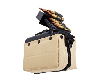 Battleaxe x T8 A&K M249 AEG Drum Magazine (2000 rds, Sound Control, Turbine System) - TAN 0