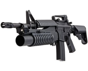 E&C M4 Airsoft AEG Rifle with M203 Grenade Launcher EC701 (QD 1.5 Gearbox, Blank Marking) - Black 0
