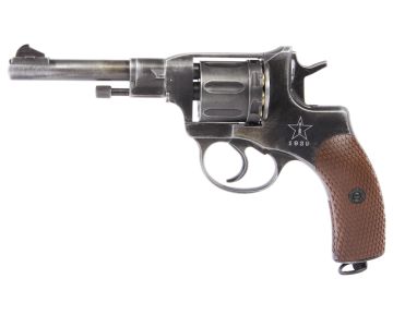 WinGun Airsoft Revolver CO2 721 Nagant M1895 (4 inch, Brown Grip, 6mm Version) - Weathered 0