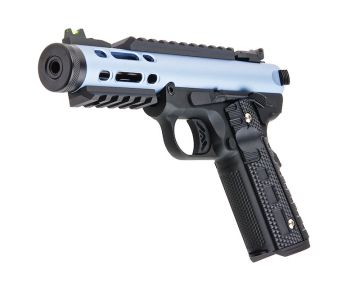 WE 1911 Galaxy Green Gas Airsoft Pistol - Blue Slide with Black Frame 0