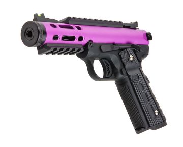WE 1911 Galaxy Green Gas Airsoft Pistol - Purple Slide with Black Frame 0