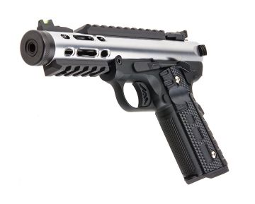 WE 1911 Galaxy Green Gas Airsoft Pistol - Silver Slide with Black Frame 0