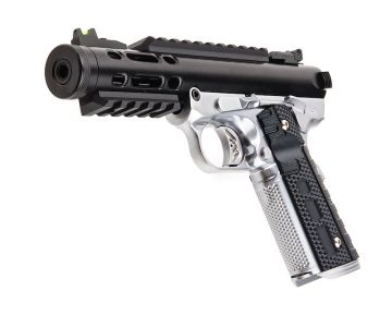 WE 1911 Galaxy Green Gas Airsoft Pistol - Black Slide with Silver Frame 0