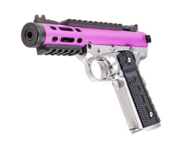 WE 1911 Galaxy Green Gas Airsoft Pistol - Purple Slide with Silver Frame 0