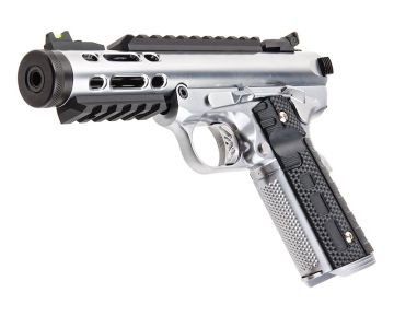 WE Galaxy 1911 Green Gas Airsoft Pistol - Silver Slide with Silver Frame 0