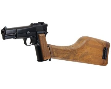 WE New Browning Hi Power MK1 w/ Stock GBB Airsoft Pistol - Black 0
