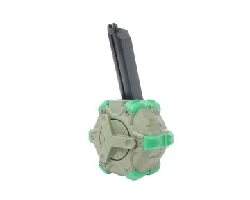 WE G17 Green Gas Magazine (350 rounds Drum Magazine, Compatible w/ AW/WE/Tokyo) - OD 0