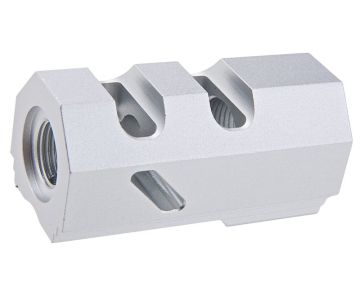 Revanchist Airsoft Tokyo Marui Hi Capa GBB Compensator (Dr. Black Style, 14mm CCW) - Silver 0