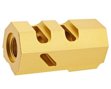 Revanchist Airsoft Tokyo Marui Hi Capa GBB Compensator (Dr. Black Style, 14mm CCW) - Gold 0