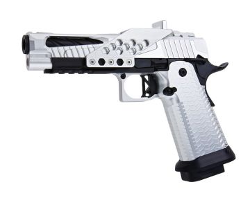 SAVIA Hi-Capa Type 1 Race Gun GBB Airsoft Pistol (CNC Machined, Silver) 0