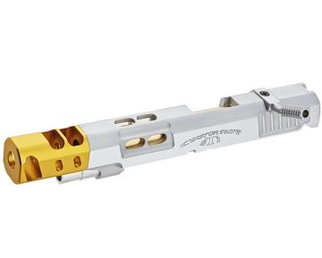 Airsoft Masterpiece Open Slide (S Style DVC) for Tokyo Marui Hi Capa - Silver Slide w/ Gold Comp (6inch) 0