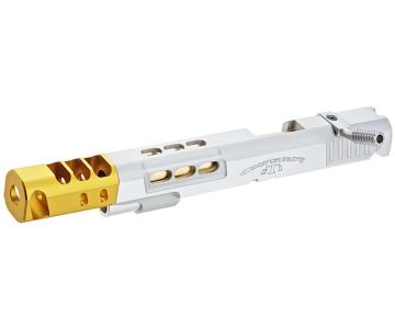 Airsoft Masterpiece Open Slide (S Style DVC) for Tokyo Marui Hi Capa - Silver Slide w/ Gold Comp (7inch) 0