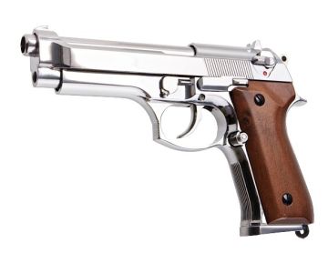 SRC M92 SR92 Platinum GBB Airsoft Pistol (Silver, Wood Grip) 0
