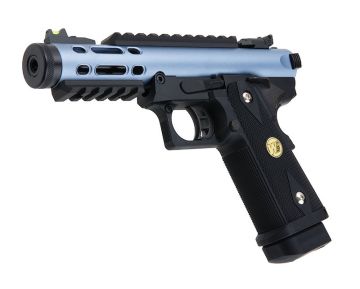 WE-Tech Hi Capa 5.1 Galaxy Type A Green Gas Airsoft Pistol - Blue Slide K Frame 0