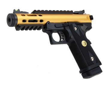 WE-Tech Hi Capa 5.1 Galaxy Type A Green Gas Airsoft Pistol - Gold Slide K Frame 0
