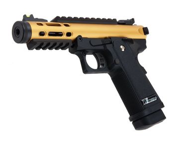 WE-Tech Hi Capa 5.1 Galaxy Type A Green Gas Airsoft Pistol - Gold Slide R Frame 0