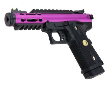 WE-Tech Hi Capa 5.1 Galaxy Type A Green Gas Airsoft Pistol - Purple Slide K Frame 0
