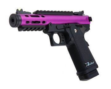 WE-Tech Hi-Capa 5.1 Galaxy Type A Green Gas Airsoft Pistol - Purple Slide R Frame 0