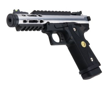 WE-Tech Hi Capa 5.1 Galaxy Type A Green Gas Airsoft Pistol - Silver Slide K Frame 0