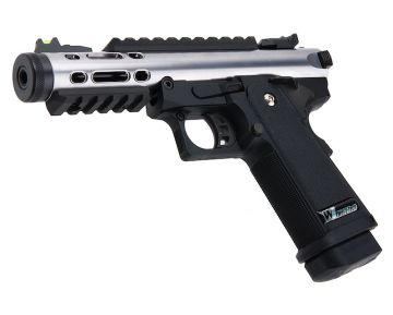 WE-Tech Hi Capa 5.1 Galaxy Type A Green Gas Airsoft Pistol - Silver Slide R Frame 0