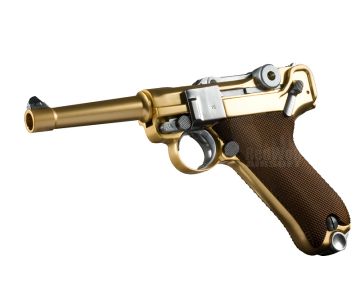 WE P08 Luger GBB Airsoft Pistol (4 inch, Gold) 0