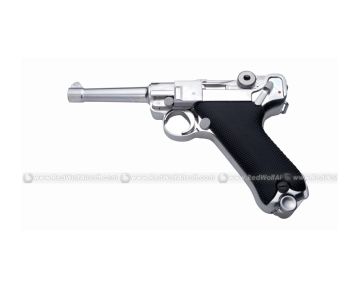 WE P08 Luger Green Gas Airsoft Pistol (4 inch, Silver) 0