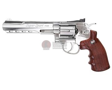 WinGun Airsoft Revolver CO2 702 (6 inch, Brown Grip, 6mm Version) - Silver 0