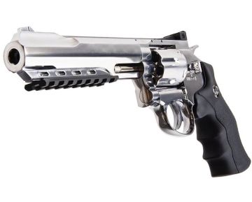 WinGun Airsoft Revolver CO2 702 (6 inch, Black Grip, 6mm Version) - Silver 1
