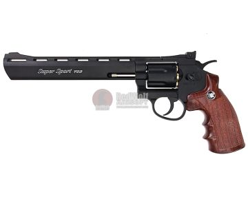 WinGun Airsoft Revolver CO2 703 (8 inch, Brown Grip, 6mm Version) - Black 0
