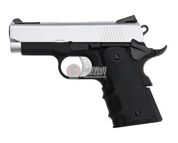 AW Custom NE10 1911 Officer Size GBB Airsoft Pistol - Silver Slide / Black Frame 1