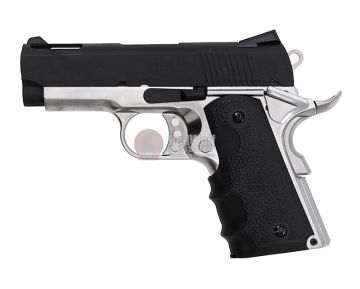 AW Custom NE10 1911 Officer Size GBB Airsoft Pistol - Black Slide / Silver Frame 1