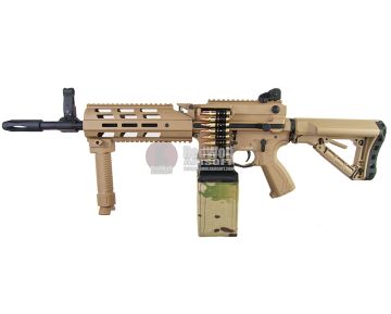 G&G CM16 LMG (Combat Machine) AEG Airsoft Rifle - Desert TAN