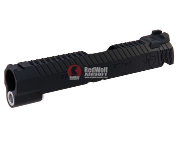Gunsmith Bros CNC Aluminum Spiral - Texas Island 4.3 Single Slide w/ Rear Sight for Tokyo Marui Hi-Capa Series - Black