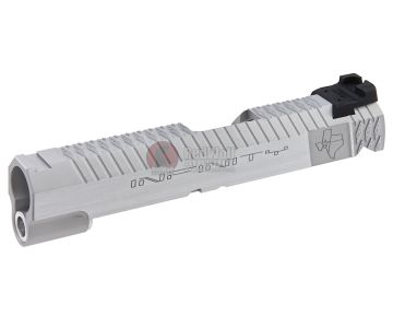 Gunsmith Bros CNC Aluminum Spiral - Texas Island 4.3 Single Slide w/ Rear Sight for Tokyo Marui Hi-Capa Series - Silver