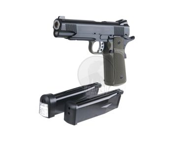 KJ Works Hi Capa Green Gas Airsoft Pistol (KP-05) (Included Green Gas & CO2 Magazine) - OD Grip 1