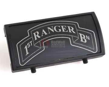 Custom Gun Rails (CGR) Aluminum Rail Cover (1ST Ranger Battalion Scroll, Large Laser Engraved Aluminum) - BK Retainer 1