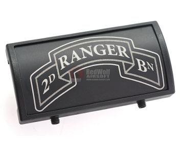 Custom Gun Rails (CGR) Aluminum Rail Cover (2ND Ranger Battalion Scroll, Large Laser Engraved Aluminum) - BK Retainer 1