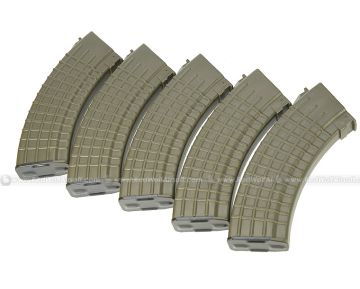 MAG AK47 Magazine (100 rounds Airsoft AEG Magazine, Waffle Type) 5pcs/box (OD) 1