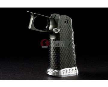 Airsoft Surgeon RWA Infinity CNC Aluminum Standard Logo Recess Grip Set - Gunmetal Grey 1