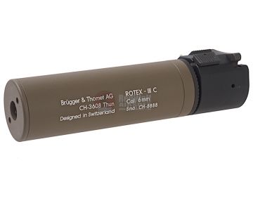 ASG ROTEX - III C Barrel Extension Tube and Flash Hider - 160mm Length 14mm CCW Tan (Licensed by B&T)