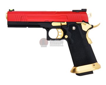 AW Custom HX10 Series Split Frame Hi-Capa Competition Grade Gas Blowback Pistol - Gold / Red