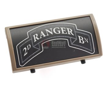 Custom Gun Rails (CGR) Aluminum Rail Cover (2ND Ranger Battalion Scroll, Large Laser Engraved Aluminum) - FDE Retainer