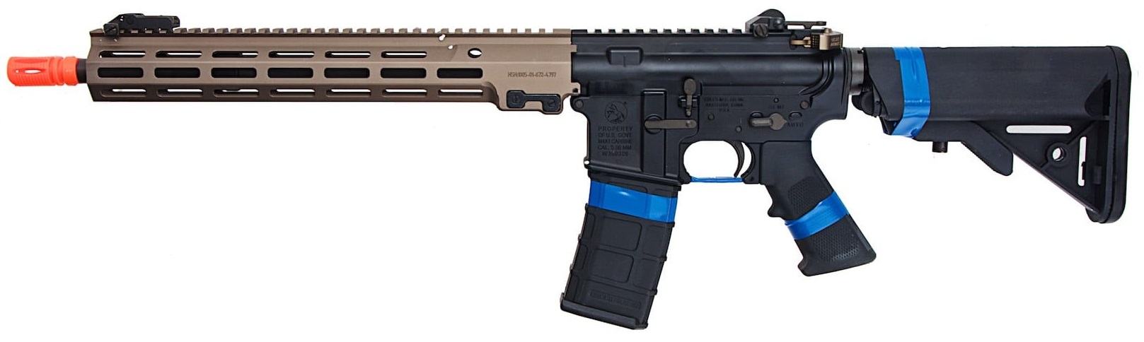 SB199 requires all airsoft rifles to have bright colored tape affixed to the pistol grip, magazine, trigger guard and stock. SB199 requires all airsoft rifles to have bright colored tape affixed to the pistol grip, magazine, trigger guard and stock.