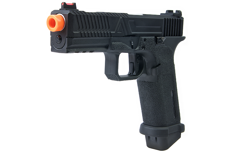 Airsoft guns in the USA are required by Federal Law to have a blaze orange tip. Airsoft guns in the USA are required by Federal Law to have a blaze orange tip.